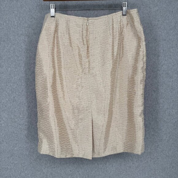 Jones New York Pencil Skirt Size 8 Gold Cream Textured Office Business NEW - Picture 2 of 12